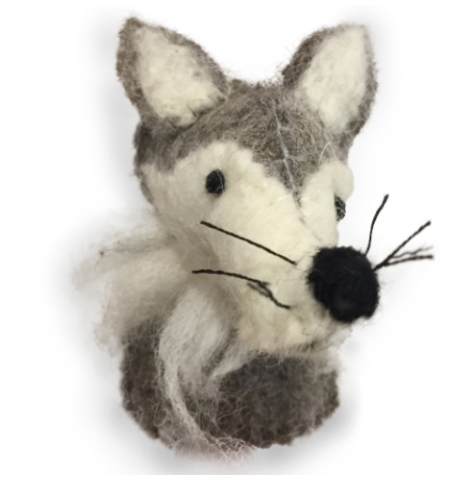 PAPOOSE - felt finger puppet, woodland wolf 